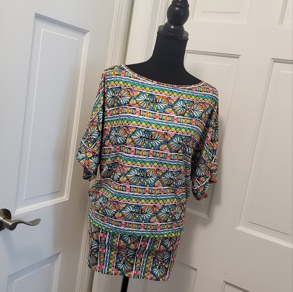 Trina Turk Swimsuit Coverup, poolside, Beachwear, tropical, colorful Size xs - Picture 2 of 11